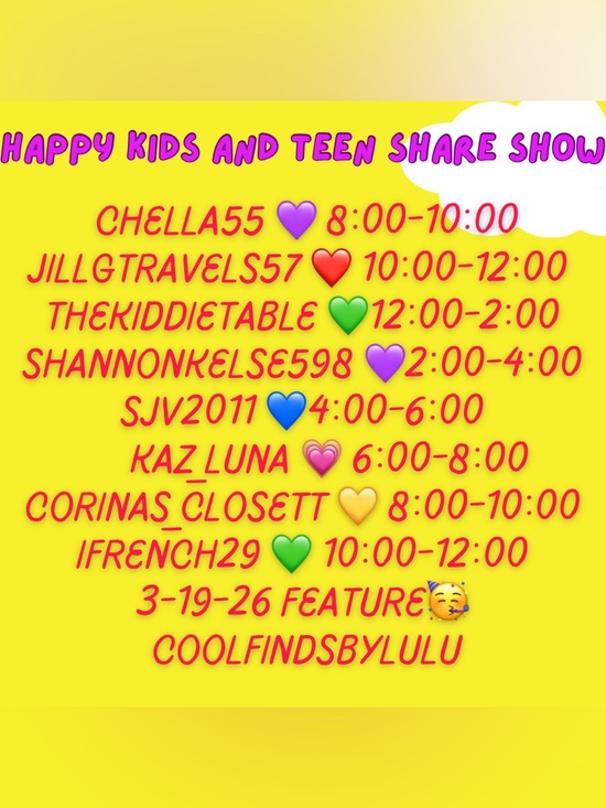 Other - Kids and teen first share show every Thursday! 
Let’s get you what you need!